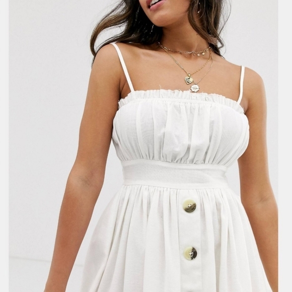 Asos White Linen-cotton Button-Down Summer Dress - Picture 5 of 12
